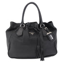 PRADA Tote Bag Leather Black Silver Auth 199442V-13