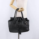 PRADA Tote Bag Leather Black Silver Auth 199442V-28