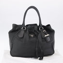 PRADA Tote Bag Leather Black Silver Auth 199442V-12