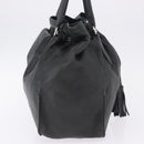 PRADA Tote Bag Leather Black Silver Auth 199442V-4