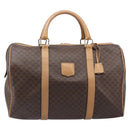 CELINE Macadam Canvas Boston Bag PVC Leather Brown Gold Auth 199445-2