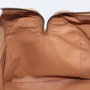 CELINE Macadam Canvas Boston Bag PVC Leather Brown Gold Auth 199445-20