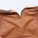 CELINE Macadam Canvas Boston Bag PVC Leather Brown Gold Auth 199445-21