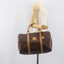 CELINE Macadam Canvas Boston Bag PVC Leather Brown Gold Auth 199445-25