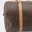 CELINE Macadam Canvas Boston Bag PVC Leather Brown Gold Auth 199445-4