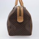 CELINE Macadam Canvas Boston Bag PVC Leather Brown Gold Auth 199445-5