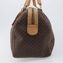 CELINE Macadam Canvas Boston Bag PVC Leather Brown Gold Auth 199445-6