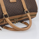 CELINE Macadam Canvas Boston Bag PVC Leather Brown Gold Auth 199445-8
