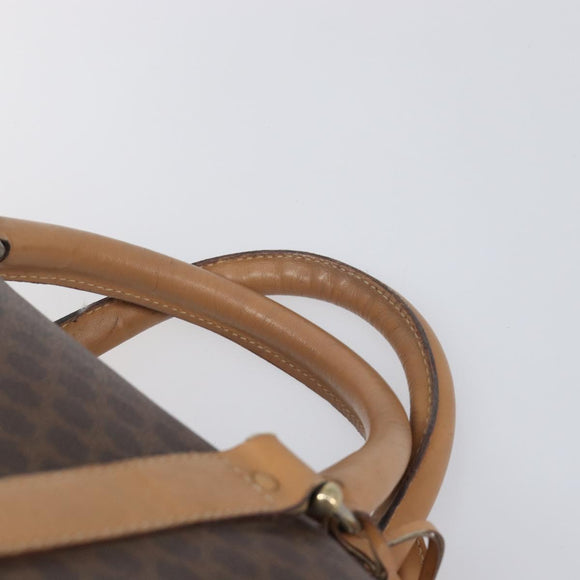 CELINE Macadam Canvas Boston Bag PVC Leather Brown Gold Auth 199445