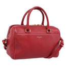 SAINT LAURENT Baby Duffel Hand Bag Leather 2way Red Gold Auth 199452V-1