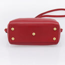SAINT LAURENT Baby Duffel Hand Bag Leather 2way Red Gold Auth 199452V-5