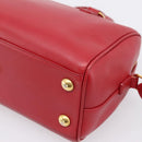 SAINT LAURENT Baby Duffel Hand Bag Leather 2way Red Gold Auth 199452V-17