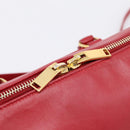 SAINT LAURENT Baby Duffel Hand Bag Leather 2way Red Gold Auth 199452V-19