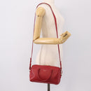 SAINT LAURENT Baby Duffel Hand Bag Leather 2way Red Gold Auth 199452V-24