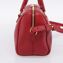 SAINT LAURENT Baby Duffel Hand Bag Leather 2way Red Gold Auth 199452V-3