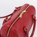 SAINT LAURENT Baby Duffel Hand Bag Leather 2way Red Gold Auth 199452V-6