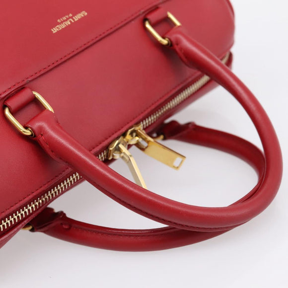 SAINT LAURENT Baby Duffel Hand Bag Leather 2way Red Gold Auth 199452V