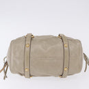 Miu Miu Hand Bag Vitello Lux Leather 2way Beige Gold Auth 199453V-11