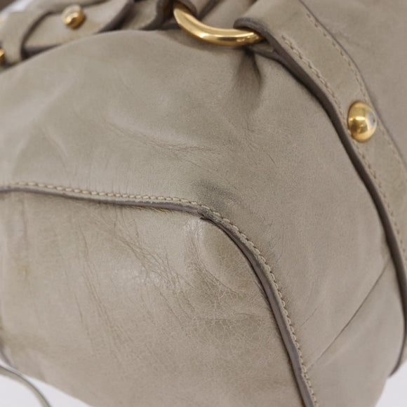 Miu Miu Hand Bag Vitello Lux Leather 2way Beige Gold Auth 199453V