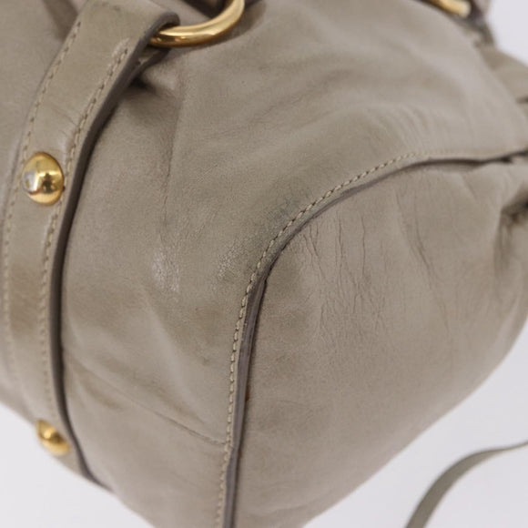 Miu Miu Hand Bag Vitello Lux Leather 2way Beige Gold Auth 199453V
