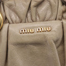 Miu Miu Hand Bag Vitello Lux Leather 2way Beige Gold Auth 199453V-17