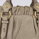 Miu Miu Hand Bag Vitello Lux Leather 2way Beige Gold Auth 199453V-4