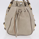 Miu Miu Hand Bag Vitello Lux Leather 2way Beige Gold Auth 199453V-5