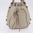 Miu Miu Hand Bag Vitello Lux Leather 2way Beige Gold Auth 199453V-6