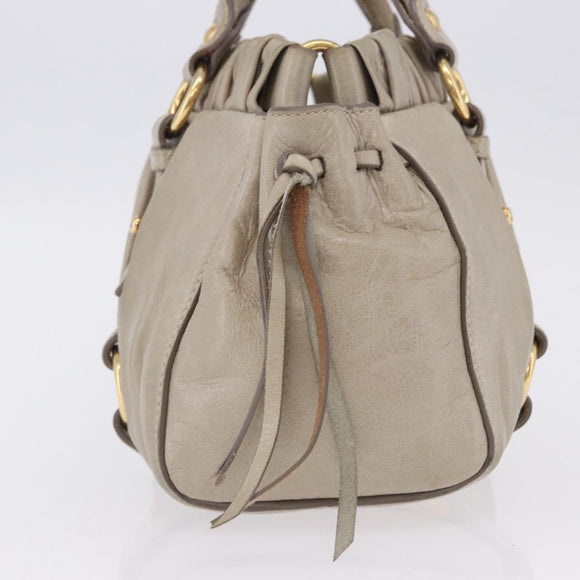 Miu Miu Hand Bag Vitello Lux Leather 2way Beige Gold Auth 199453V
