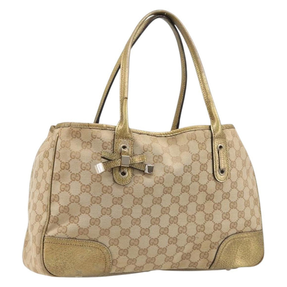 GUCCI GG Canvas Princi Tote Bag Beige Gold 163305 Auth 199454
