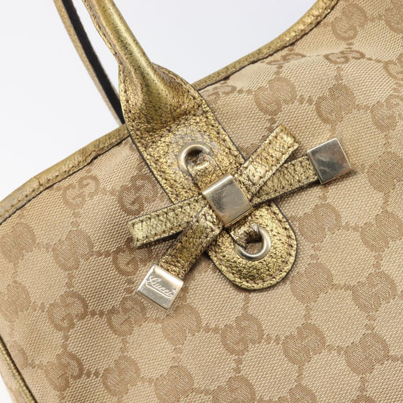 GUCCI GG Canvas Princi Tote Bag Beige Gold 163305 Auth 199454