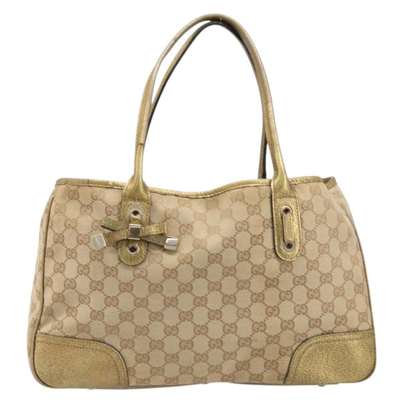 GUCCI GG Canvas Princi Tote Bag Beige Gold 163305 Auth 199454