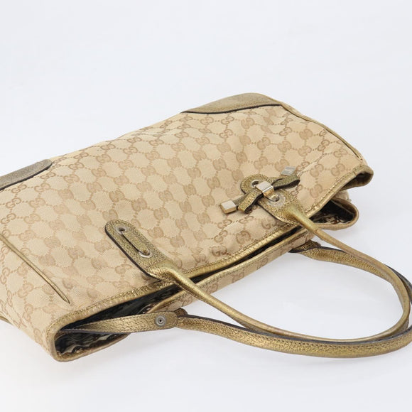 GUCCI GG Canvas Princi Tote Bag Beige Gold 163305 Auth 199454
