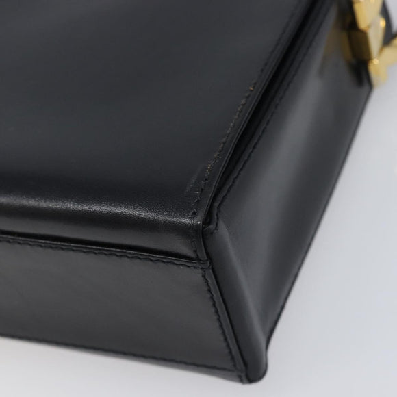 Salvatore Ferragamo Gancini Shoulder Bag Leather Black Gold Auth 199456