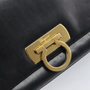Salvatore Ferragamo Gancini Shoulder Bag Leather Black Gold Auth 199456-18
