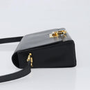 Salvatore Ferragamo Gancini Shoulder Bag Leather Black Gold Auth 199456-4