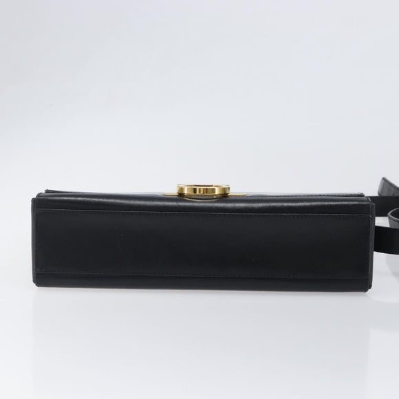 Salvatore Ferragamo Gancini Shoulder Bag Leather Black Gold Auth 199456