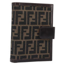FENDI Zucca Canvas Day Planner Cover Brown Black Auth 199457-1