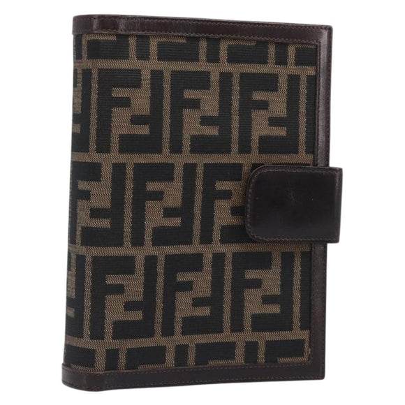 FENDI Zucca Canvas Day Planner Cover Brown Black Auth 199457