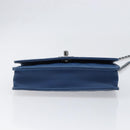 CHANEL Matelasse Trendy CC Chain Wallet Lamb Skin Blue Silver CC Auth 199460SAM-10