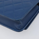 CHANEL Matelasse Trendy CC Chain Wallet Lamb Skin Blue Silver CC Auth 199460SAM-13