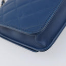 CHANEL Matelasse Trendy CC Chain Wallet Lamb Skin Blue Silver CC Auth 199460SAM-14