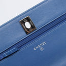 CHANEL Matelasse Trendy CC Chain Wallet Lamb Skin Blue Silver CC Auth 199460SAM-18