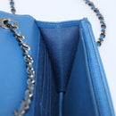 CHANEL Matelasse Trendy CC Chain Wallet Lamb Skin Blue Silver CC Auth 199460SAM-20