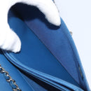 CHANEL Matelasse Trendy CC Chain Wallet Lamb Skin Blue Silver CC Auth 199460SAM-25