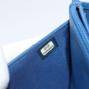 CHANEL Matelasse Trendy CC Chain Wallet Lamb Skin Blue Silver CC Auth 199460SAM-26