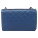 CHANEL Matelasse Trendy CC Chain Wallet Lamb Skin Blue Silver CC Auth 199460SAM-3