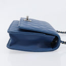 CHANEL Matelasse Trendy CC Chain Wallet Lamb Skin Blue Silver CC Auth 199460SAM-4