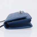CHANEL Matelasse Trendy CC Chain Wallet Lamb Skin Blue Silver CC Auth 199460SAM-5