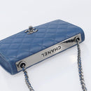 CHANEL Matelasse Trendy CC Chain Wallet Lamb Skin Blue Silver CC Auth 199460SAM-6